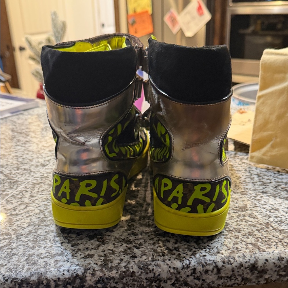 Louis Vuitton Black and Neon High-Top Sneakers - Picture 5 of 9